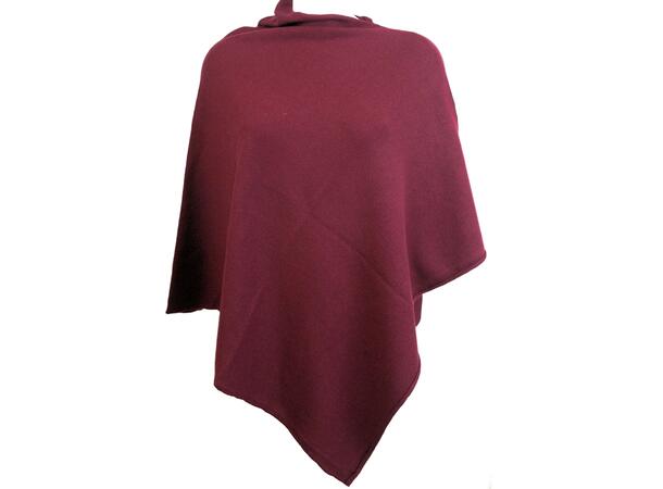 Dame Poncho ensfarget 60x60 vinrød 